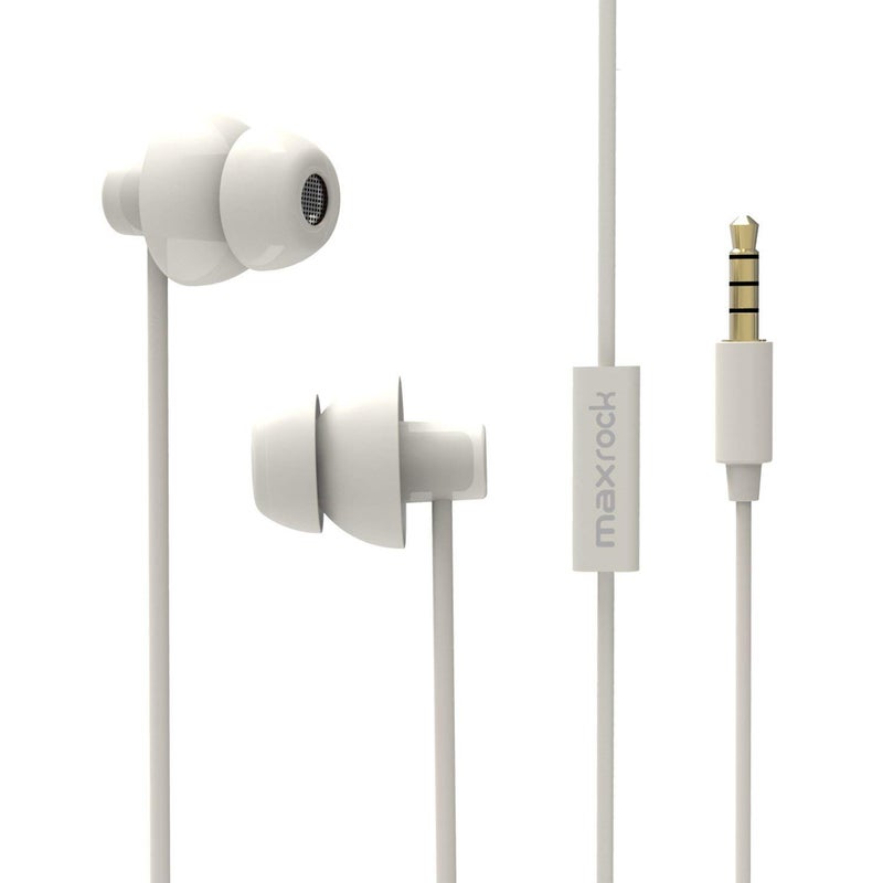 MAXROCK Sleeping Headphones, in-Ear Soundproof Earplug Soft Earbuds with Mic Noise Cancelling Sleep Earphones Earpods for Side Sleeper, Insomnia, Snoring, Air Travel, Bedtime Listeningâ€¦ (White) - Image 1